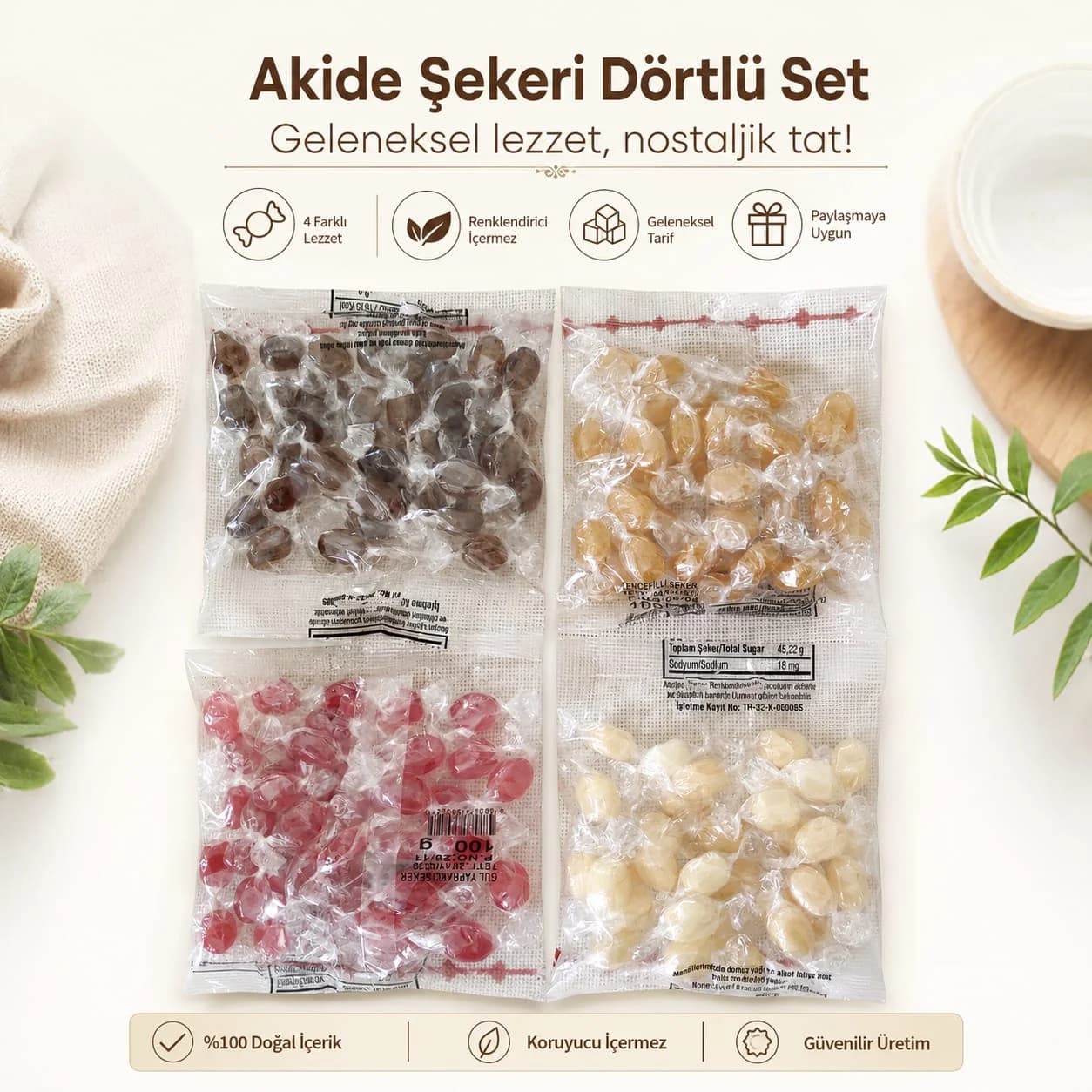 Four-Flavour Turkish Rock Candy Set – Traditional Turkish Sweet