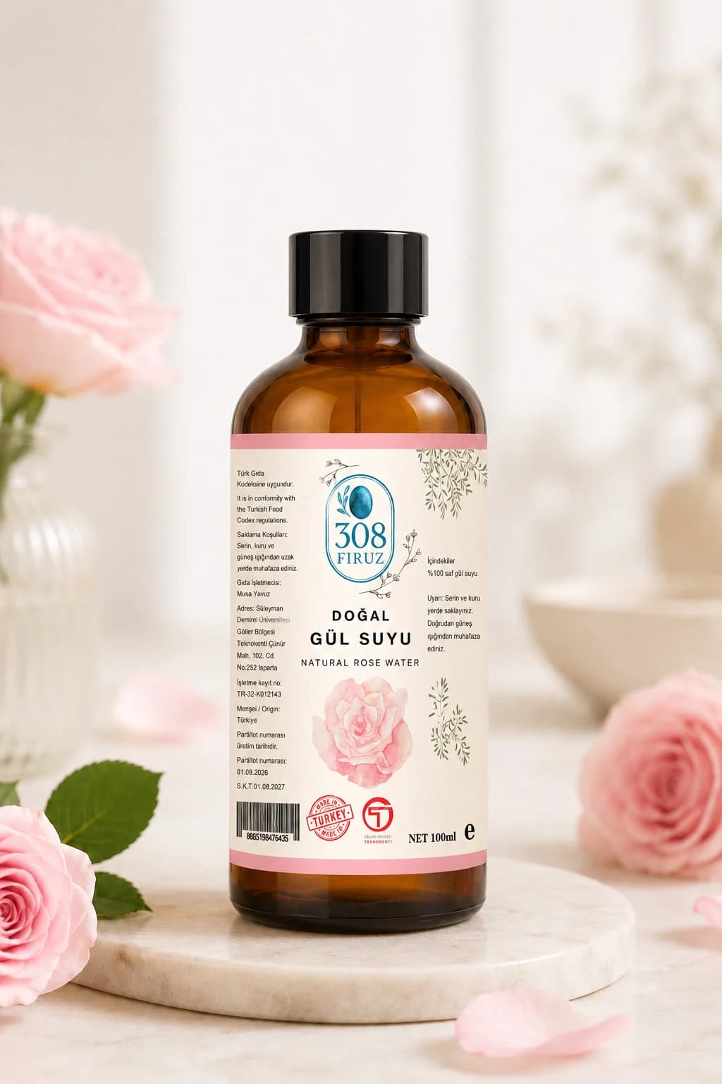 100% Natural Rose Water – Rosa Damascena
